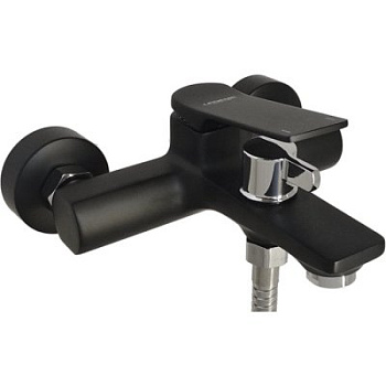 Смеситель L3275B для ванны с корот. изливом дивертор в корпусе шаров. черный+хром (латунь) LEDEME 